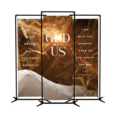 God With Us Manger Gold Triptych 